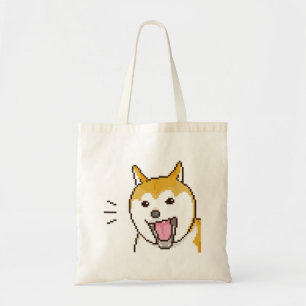 Smiling Puppylike Shiba Inu Dog Pixelart Tote Bag
