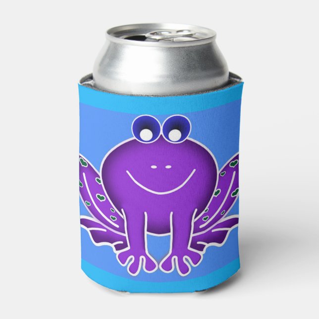 smiling  purple frog can cooler (Can Front)