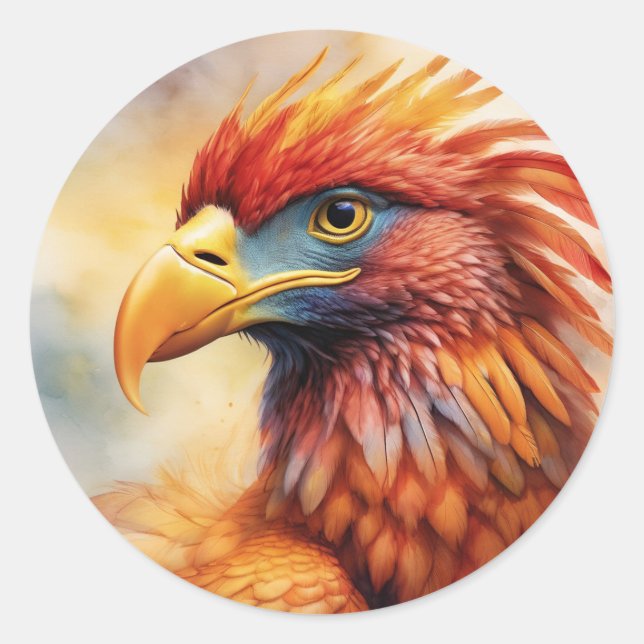Smiling Red Bird of Prey Classic Round Sticker (Front)