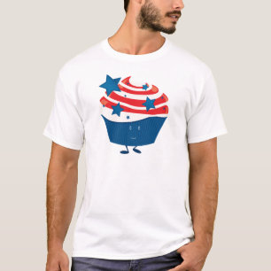 Smiling red white and blue cupcake T-Shirt
