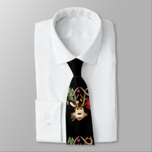 Smiling Reindeer Decorated With Christmas Ornament Tie