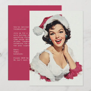 Smiling Retro Christmas Pin-Up Holiday Card