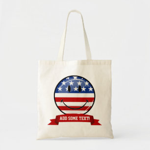 Smiling Round American Flag Tote Bag