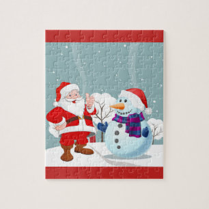 Smiling Santa And Snowman Jigsaw Puzzle