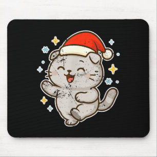 Smiling Santa Cat Holiday Cheer  Mouse Pad