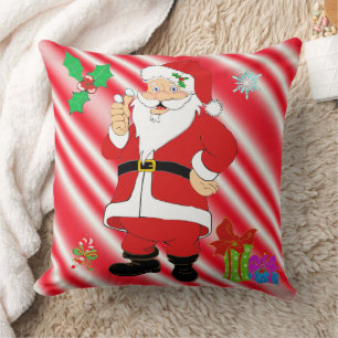 Smiling Santa Christmas Throw Pillow