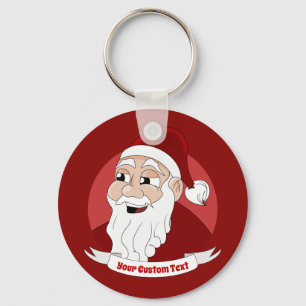 Smiling Santa Claus cartoon Keychain