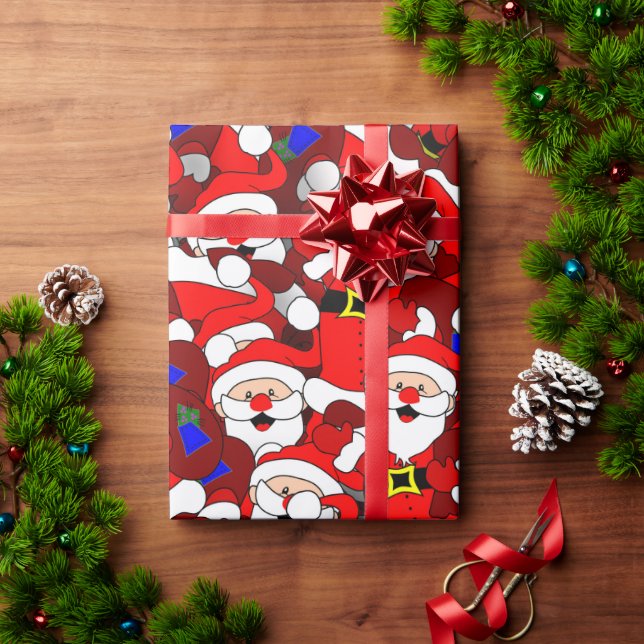 Smiling Santa Claus Pattern Wrapping Paper (Holiday Gift)