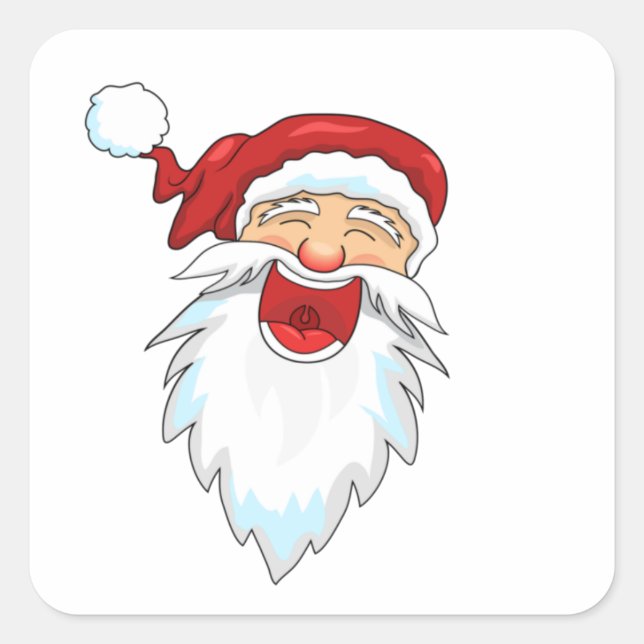 Smiling santa square sticker (Front)
