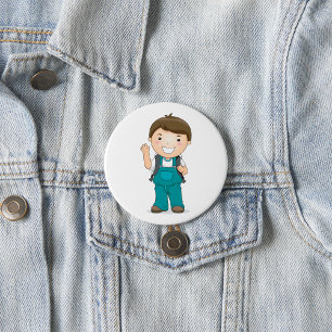 Smiling School Boy with Backpack 3 Inch Round Button
