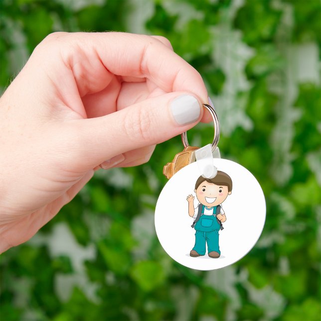 Smiling School Boy with Backpack Keychain (Creator Uploaded)