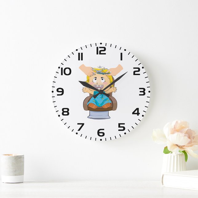 Smiling School Boy with Backpack Large Clock (Creator Uploaded)