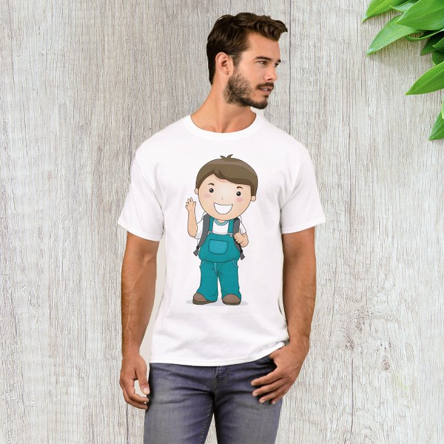Smiling School Boy with Backpack T-Shirt (Creator Uploaded)