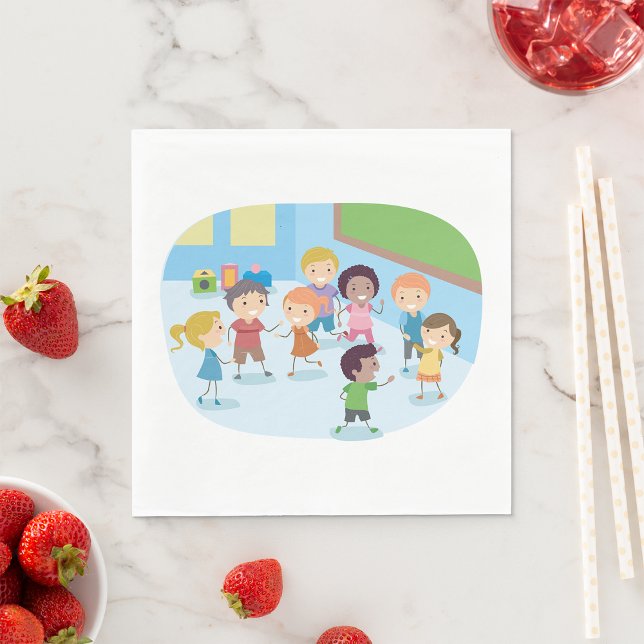 Smiling School Children Playing Together Napkin (Creator Uploaded)