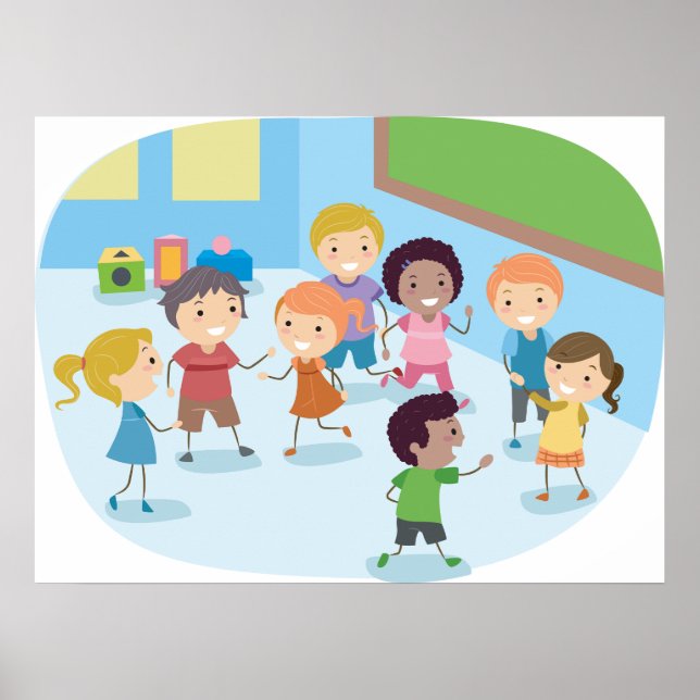 Smiling School Children Playing Together Poster (Front)