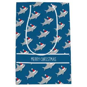 Smiling Sharks in Santa Hats Gift Bag