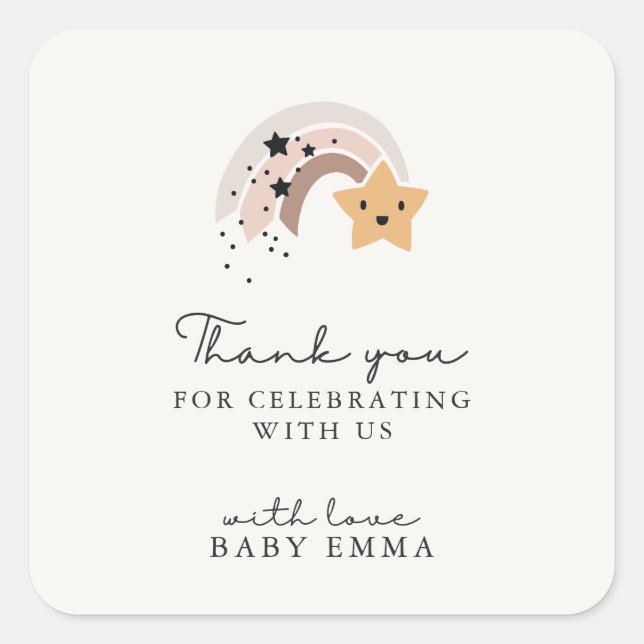 Smiling Shooting Star Thank You Sticker (Front)