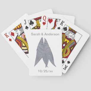 Smiling Silver Stars Couple Wedding Playing Cards