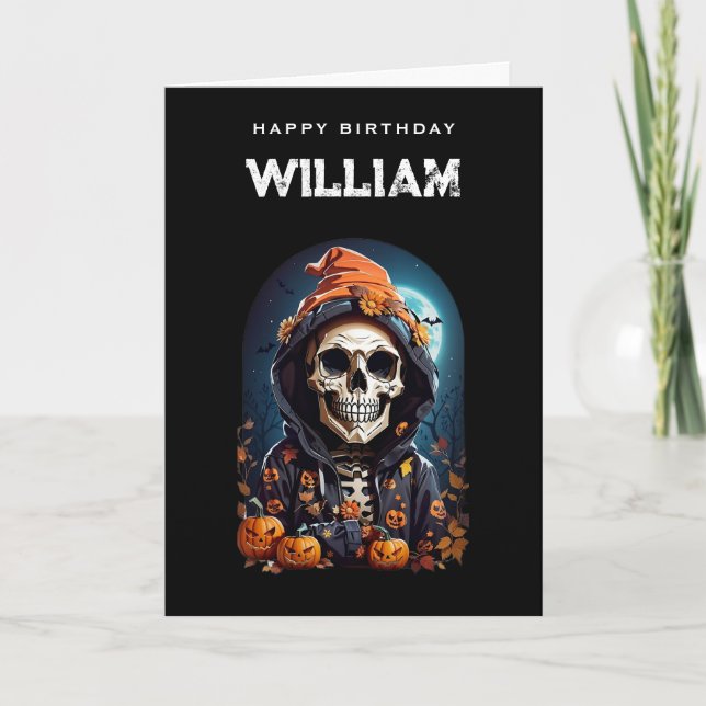 Smiling Skeleton Getting Old Birthday Card (Front)