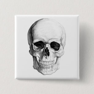 Smiling Skull 2 Inch Square Button