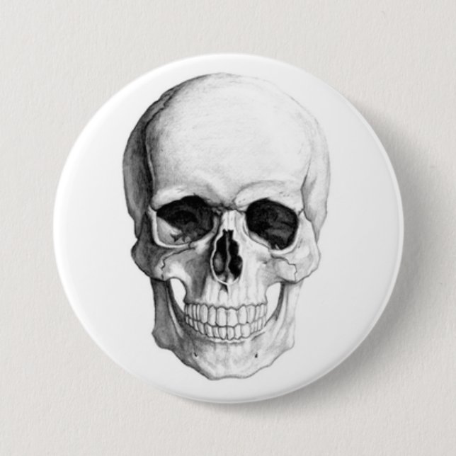 Smiling Skull 3 Inch Round Button (Front)