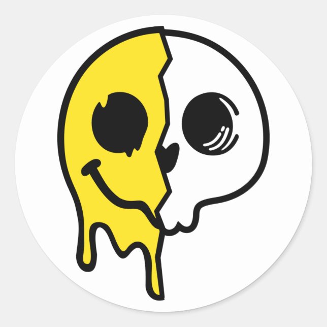 Smiling Skull Face Classic Round Sticker (Front)