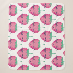Smiling sleeping strawberries, cute pattern. sherpa blanket