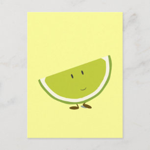 Smiling sliced lime character postcard