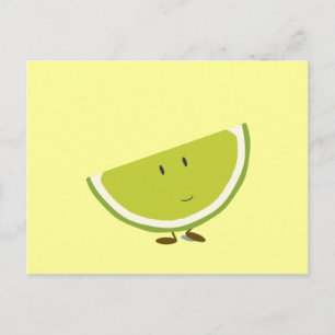 Smiling sliced lime character postcard