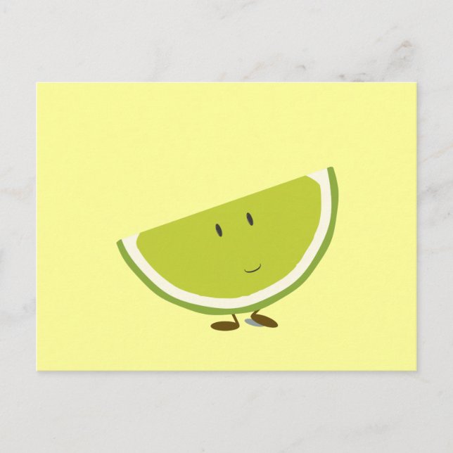 Smiling sliced lime character postcard (Front)