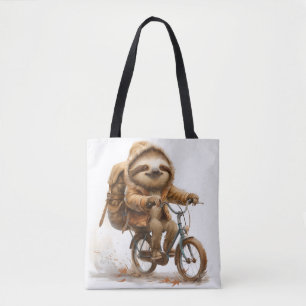 Smiling Sloth Cyclist Tote Bag