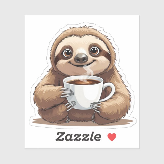 Smiling Sloth Holding a Hot Cup of Coffee (Sheet)