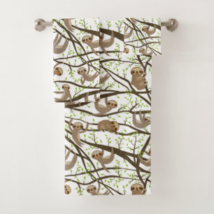 Smiling Sloth Pattern Bath Towel Set