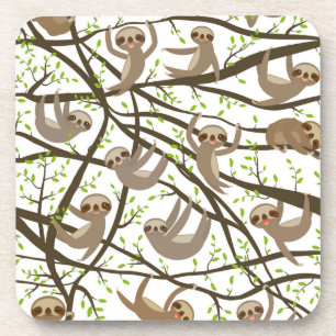 Smiling Sloth Pattern Coaster