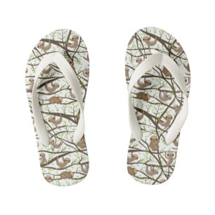 Smiling Sloth Pattern Kid's Flip Flops