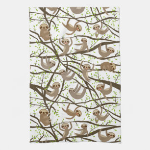 Smiling Sloth Pattern Kitchen Towel