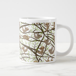 Smiling Sloth Pattern Large Coffee Mug