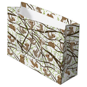 Smiling Sloth Pattern Large Gift Bag