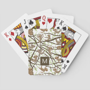 Smiling Sloth Pattern Playing Cards