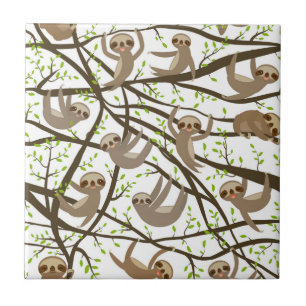 Smiling Sloth Pattern Tile