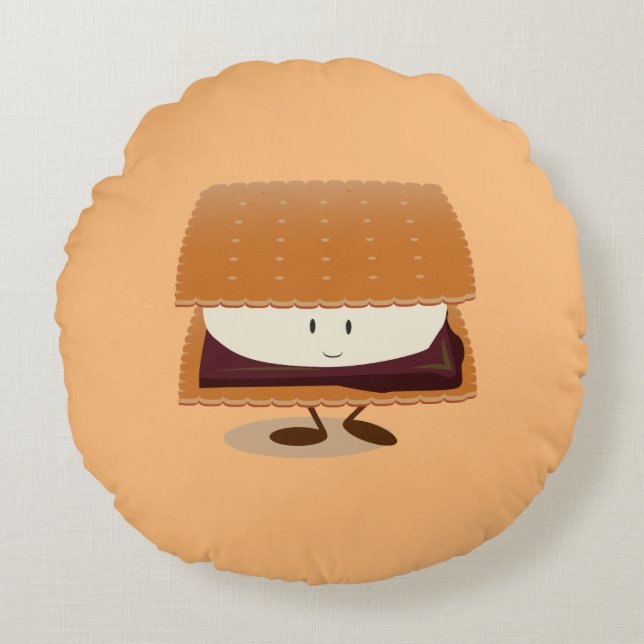 Smiling S'more Coussin rond (Devant)