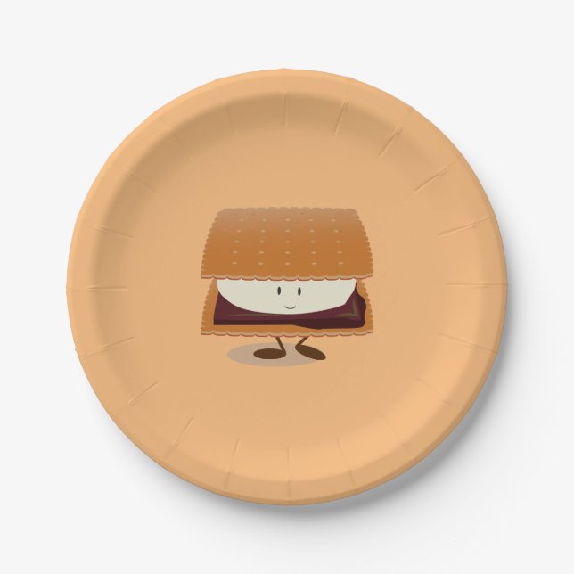 Smiling S'more Paper Plate (Front)