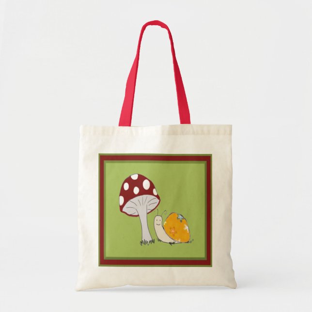 Smiling Snail by a Toadstool Tote Bag (Front)