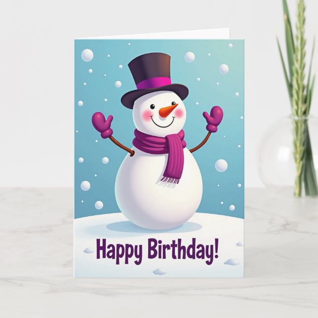 Smiling Snow Birthday Card (Front)
