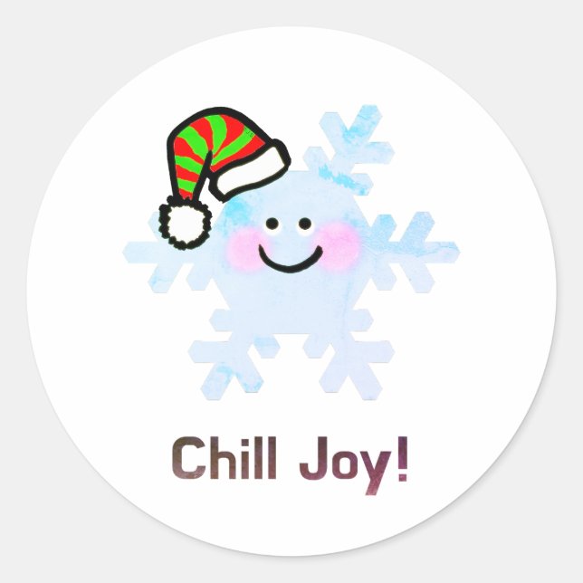 Smiling Snowflake Holiday Cheer Classic Round Sticker (Front)