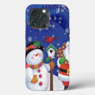 Smiling snowman and Santa Claus iPhone 13 Pro Case