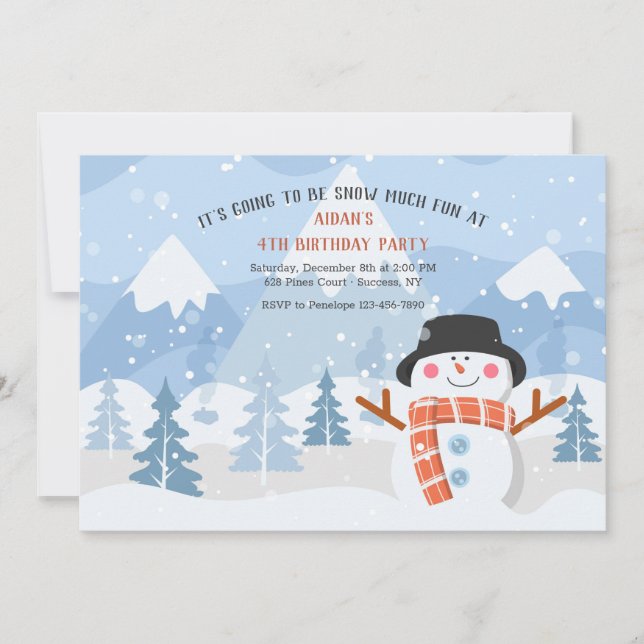 Smiling Snowman Birthday Party Invitation (Front)