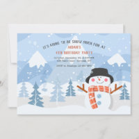 Smiling Snowman Birthday Party Invitation