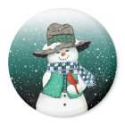 Smiling Snowman, Cardinal in a Snowstorm Magnet