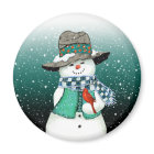 Smiling Snowman, Cardinal in a Snowstorm Magnet